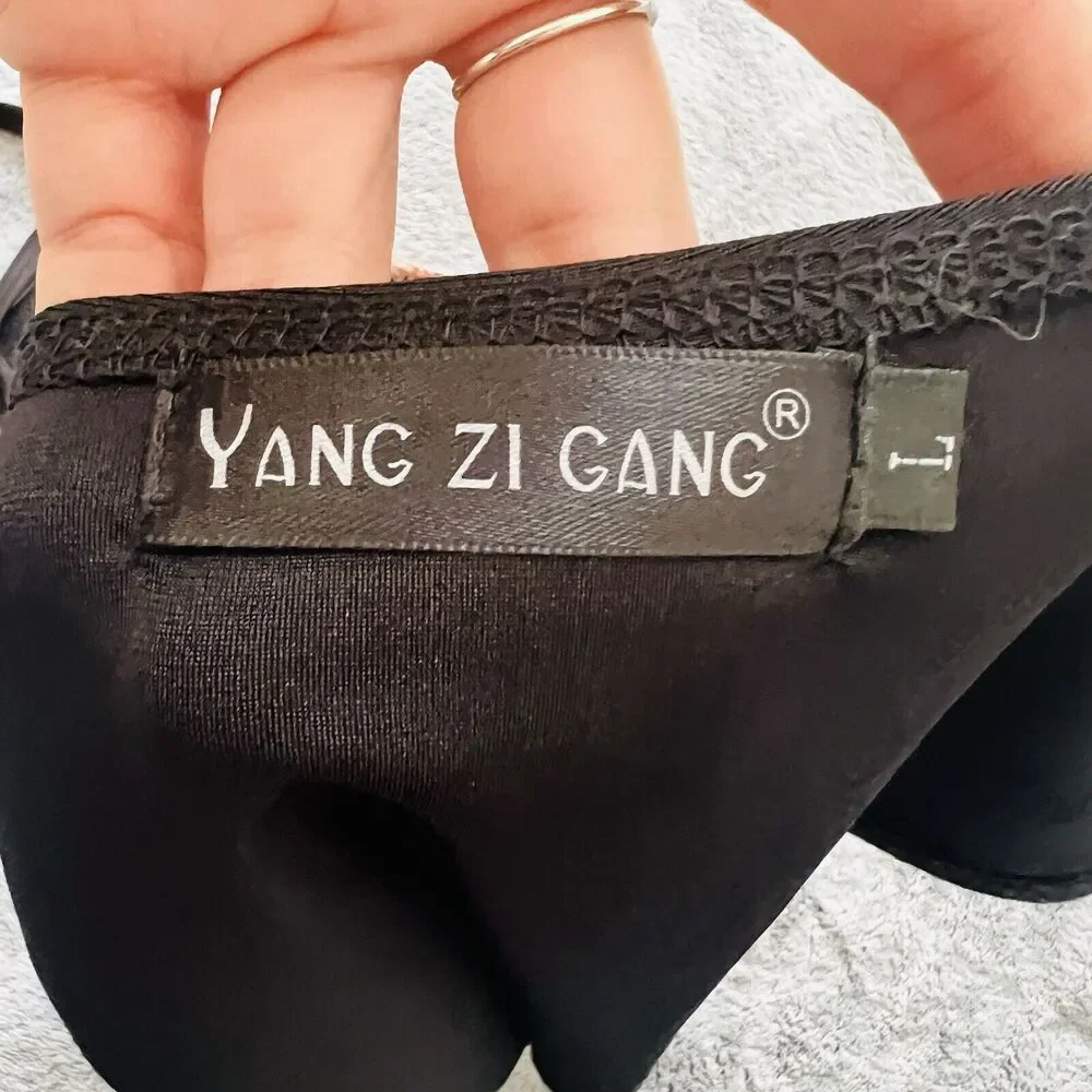 Yang Zi Gang Black Fiesta Mexican Embroidered One Piece Swimsuit Large High - Picture 6 of 9